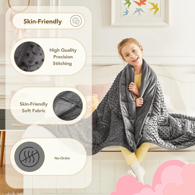 CuteKing Weighted Blanket - Weighted Blanket with Premium Glass Beads - Heavy Blanket Crystal Velvet for Comfort Sleep - Thick Blanket All Season (3lbs, 20"x30", Grey Bubble) - Image 5