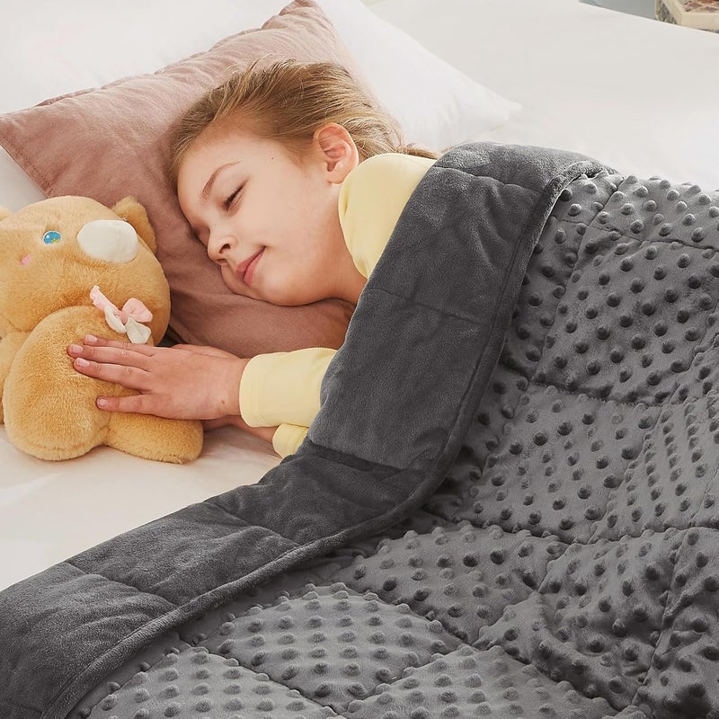 CuteKing Weighted Blanket - Weighted Blanket with Premium Glass Beads - Heavy Blanket Crystal Velvet for Comfort Sleep - Thick Blanket All Season (3lbs, 20"x30", Grey Bubble) - Image 1