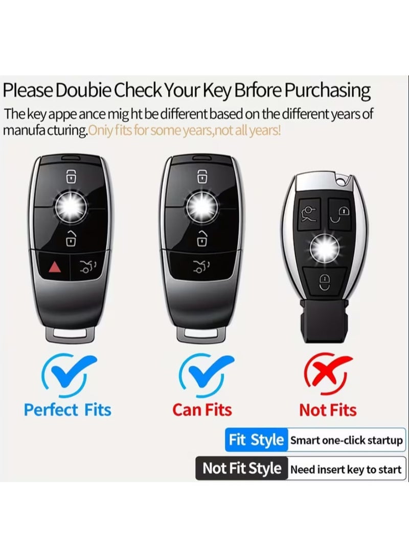 غطاء مفتاح سيارة لمرسيدس-بنز A C E S CLA CLS GLA GLC260 GLE450 GL GLS G-Class E300L GLC260L/A200L GLB/GLE350 C-Class S-Class C260L A200L C200L GLC GLA GLB220 GLE350 إلخ 3/4 زر غطاء مفتاح ذكي، غطاء مفتاح TPU ناعم، سلسلة مفاتيح - Image 3