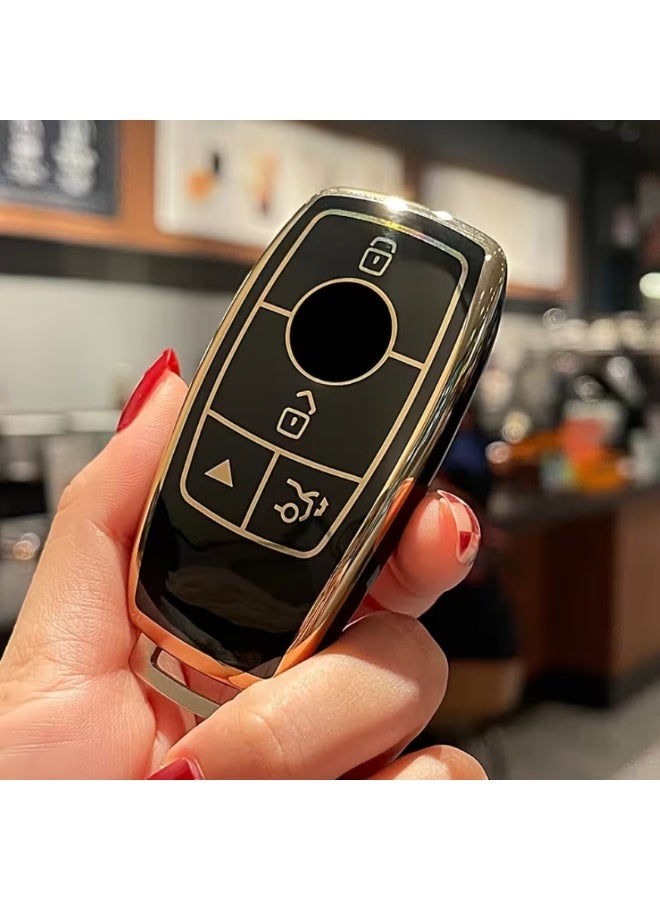 غطاء مفتاح سيارة لمرسيدس-بنز A C E S CLA CLS GLA GLC260 GLE450 GL GLS G-Class E300L GLC260L/A200L GLB/GLE350 C-Class S-Class C260L A200L C200L GLC GLA GLB220 GLE350 إلخ 3/4 زر غطاء مفتاح ذكي، غطاء مفتاح TPU ناعم، سلسلة مفاتيح - Image 1