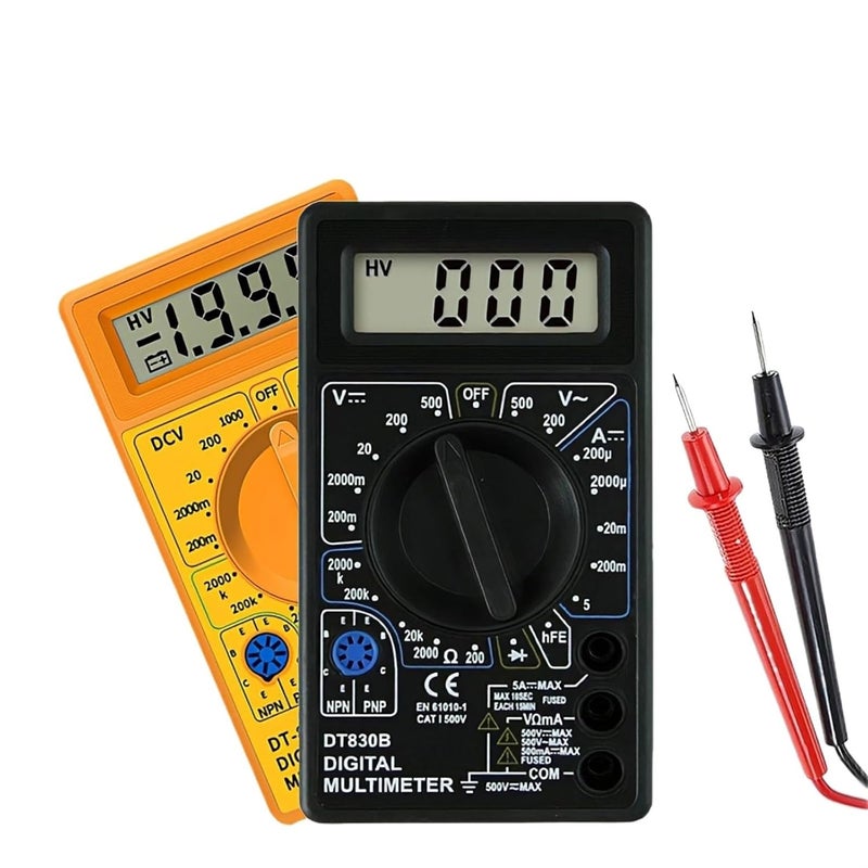 DT 830B مقياس متعدد رقمي أصفر مقياس فولتميتر تيار متردد وتيار مستمر أميتر اختبار أوم متر محمول - Image 2