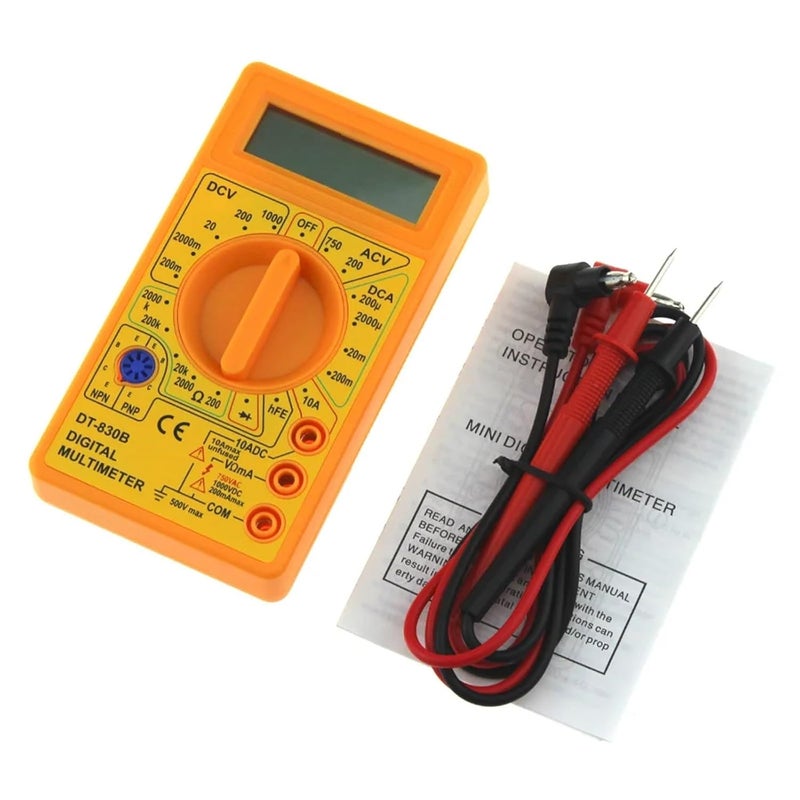 DT 830B مقياس متعدد رقمي أصفر مقياس فولتميتر تيار متردد وتيار مستمر أميتر اختبار أوم متر محمول - Image 1