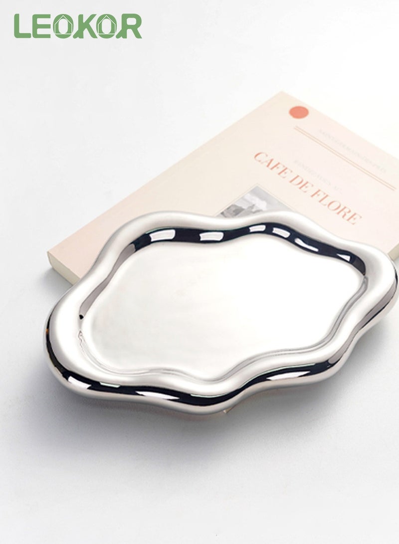 LEOKOR Jewelry Dish Trinket Tray for Women, Ring Dish Holder, Unique Cloud Shape Ceramic Plate  - Image 1