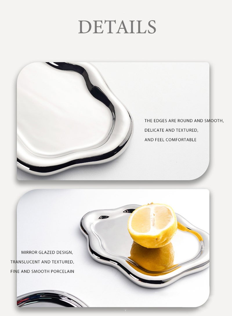 LEOKOR Jewelry Dish Trinket Tray for Women, Ring Dish Holder, Unique Cloud Shape Ceramic Plate  - Image 4