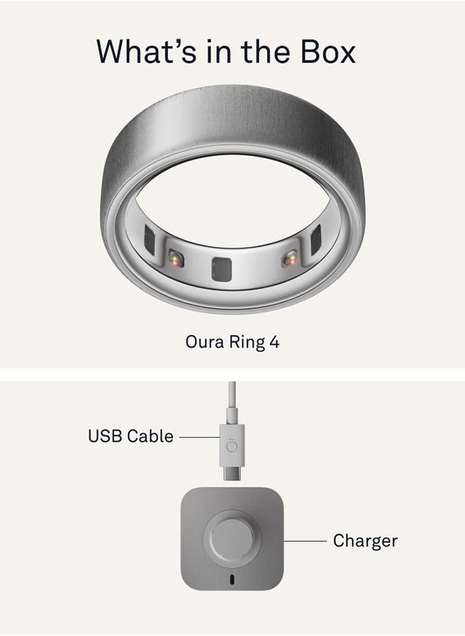 OURA Oura Ring 4 - Silver - Size 13 - Smart Ring - Size First with Oura Ring 4 Sizing Kit - Sleep Tracking Wearable - Heart Rate - Fitness Tracker - Up to 8 Days of Battery Life  - Image 4