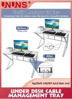 UNUNS Expandable Retractable Under Desk Cable Management Tray,No-Drilling 21.5 Inch Adjustable Under Desk Cord Management Keep Your Cables Organized and Tidy,Wire Management Tray For Home Office,Black  - Image 3