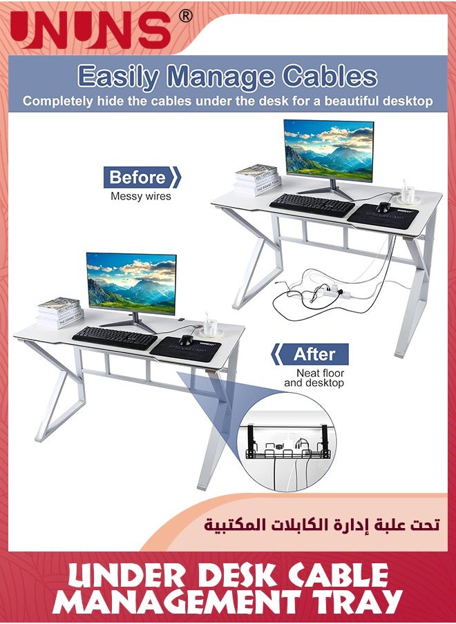UNUNS - Expandable Retractable Under Desk Cable Management Tray,No-Drilling 21.5 Inch Adjustable Under Desk Cord Management Keep Your Cables Organized and Tidy,Wire Management Tray For Home Office,Black - Image 1