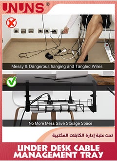 UNUNS Expandable Retractable Under Desk Cable Management Tray,No-Drilling 21.5 Inch Adjustable Under Desk Cord Management Keep Your Cables Organized and Tidy,Wire Management Tray For Home Office,Black  - Image 4