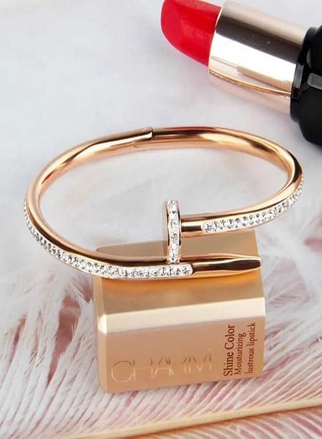 STYOLLO Anti Tarnish Nail Bracelet Bangles Jewellery Kada Set For Women & Girls with American Diamond Stone | Premium Stainless Steel AD Bracelet | Birthday, Valentines Day, Couple Gifts-(AD-RoseGold) - Image 4