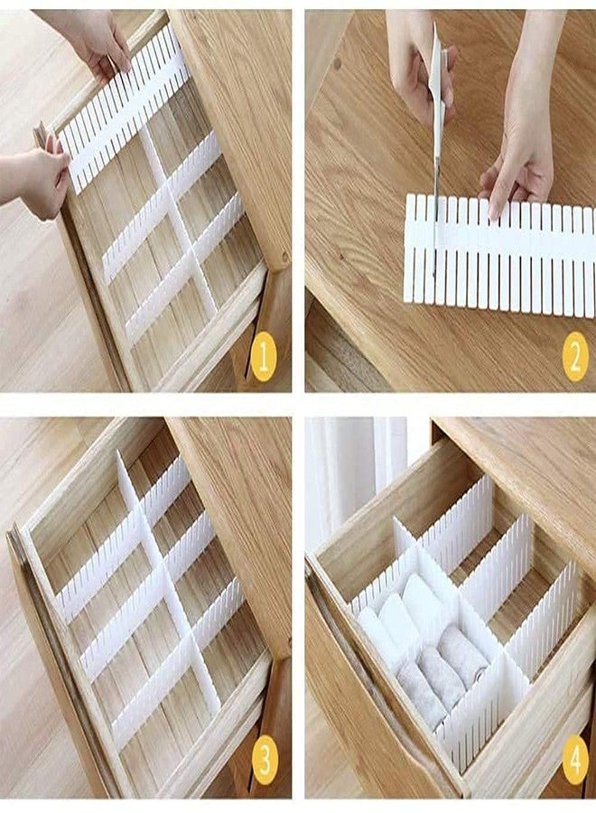 SEVEN SPACE SEVENSPACE Adjustable Stretchable Interlocking Drawer Clapboard Divider/Grid Closet Sorting Partition/Plastic Strips Separators Cabinet Storage Box Socks/Makeup,1 Set of 6 Pc,Multi Color - Image 3