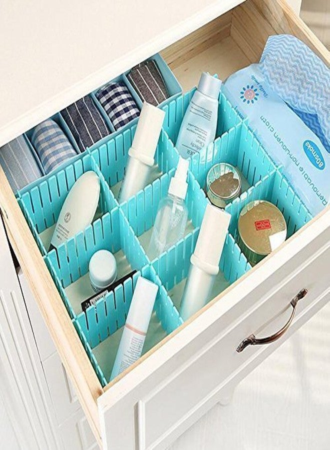 SEVEN SPACE SEVENSPACE Adjustable Stretchable Interlocking Drawer Clapboard Divider/Grid Closet Sorting Partition/Plastic Strips Separators Cabinet Storage Box Socks/Makeup,1 Set of 6 Pc,Multi Color - Image 1