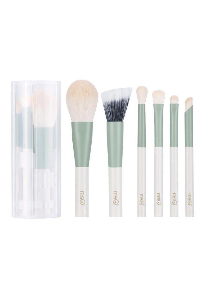 MSQ Make Up Brushes 6Pcs Makeup Brush Set Premium Synthetic Powder Brush Blending Brush Eyeshadow Brushes Concealer Brush Stippling Brush With Case (Green)  - Image 1
