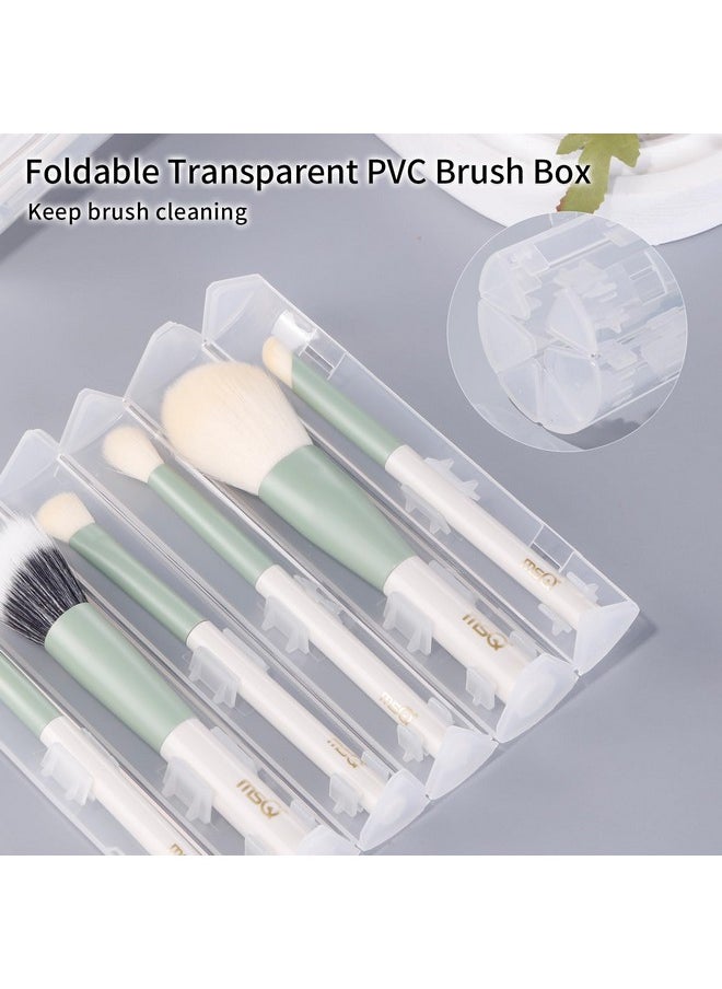 MSQ Make Up Brushes 6Pcs Makeup Brush Set Premium Synthetic Powder Brush Blending Brush Eyeshadow Brushes Concealer Brush Stippling Brush With Case (Green)  - Image 2