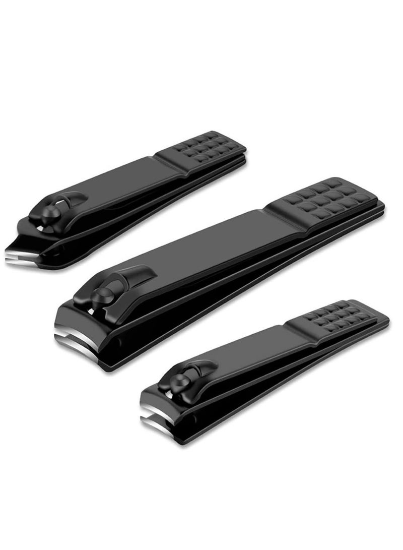 3 Pcs Nail Clippers Set, Black Matte Stainless Steel Nails, Thick Toenails, Ingrown Nail Clippers, Male And Female Nail Scissors, Black - Image 1