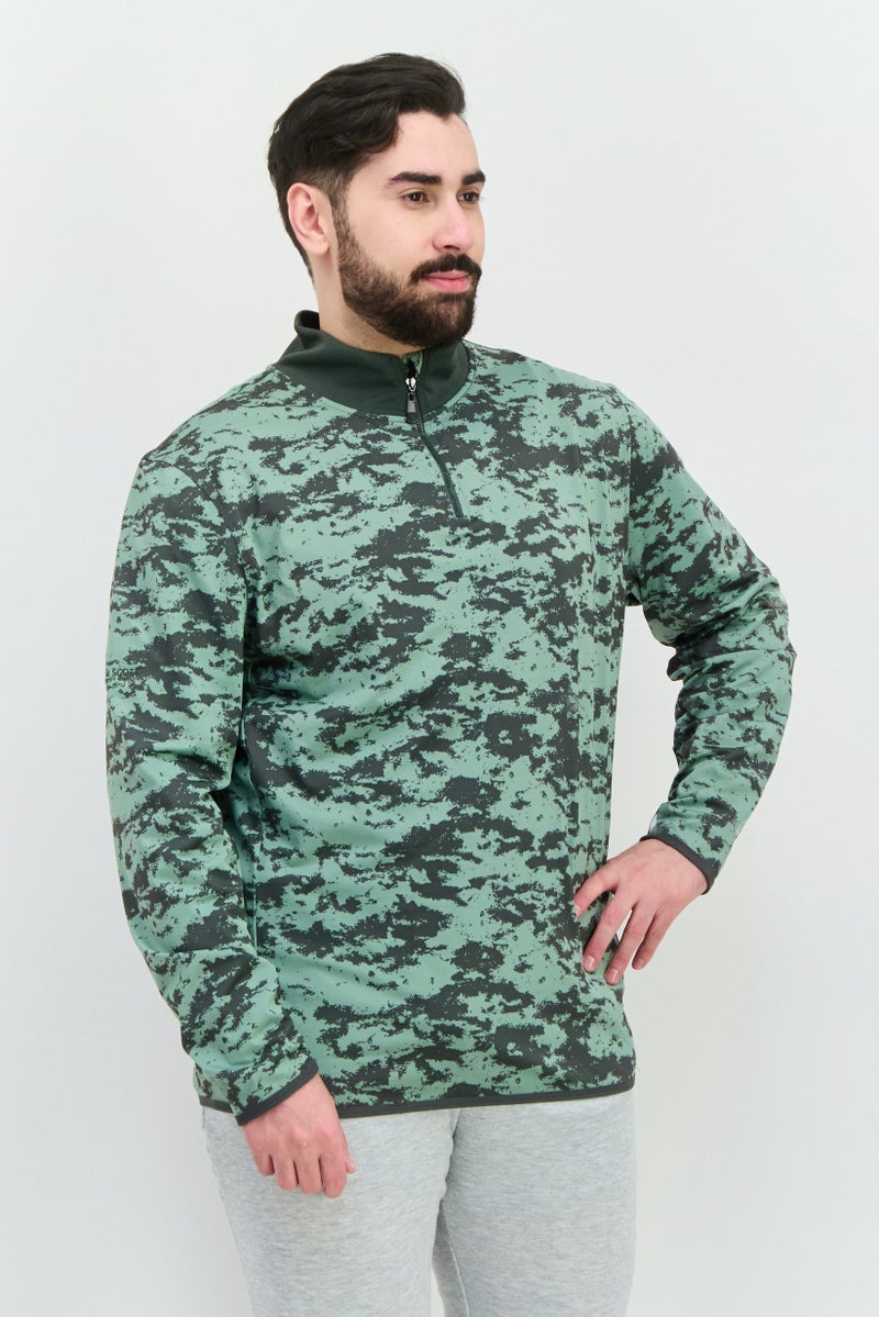 Lyle & Scott سويت شيرت رجالي بأكمام طويلة وياقة مرتفعة، لون أخضر - Image 1