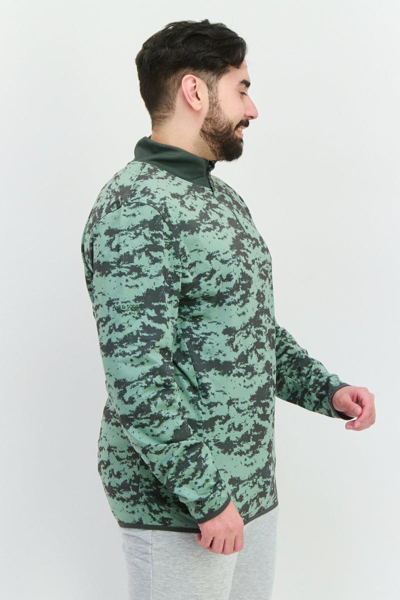 Lyle & Scott سويت شيرت رجالي بأكمام طويلة وياقة مرتفعة، لون أخضر - Image 2