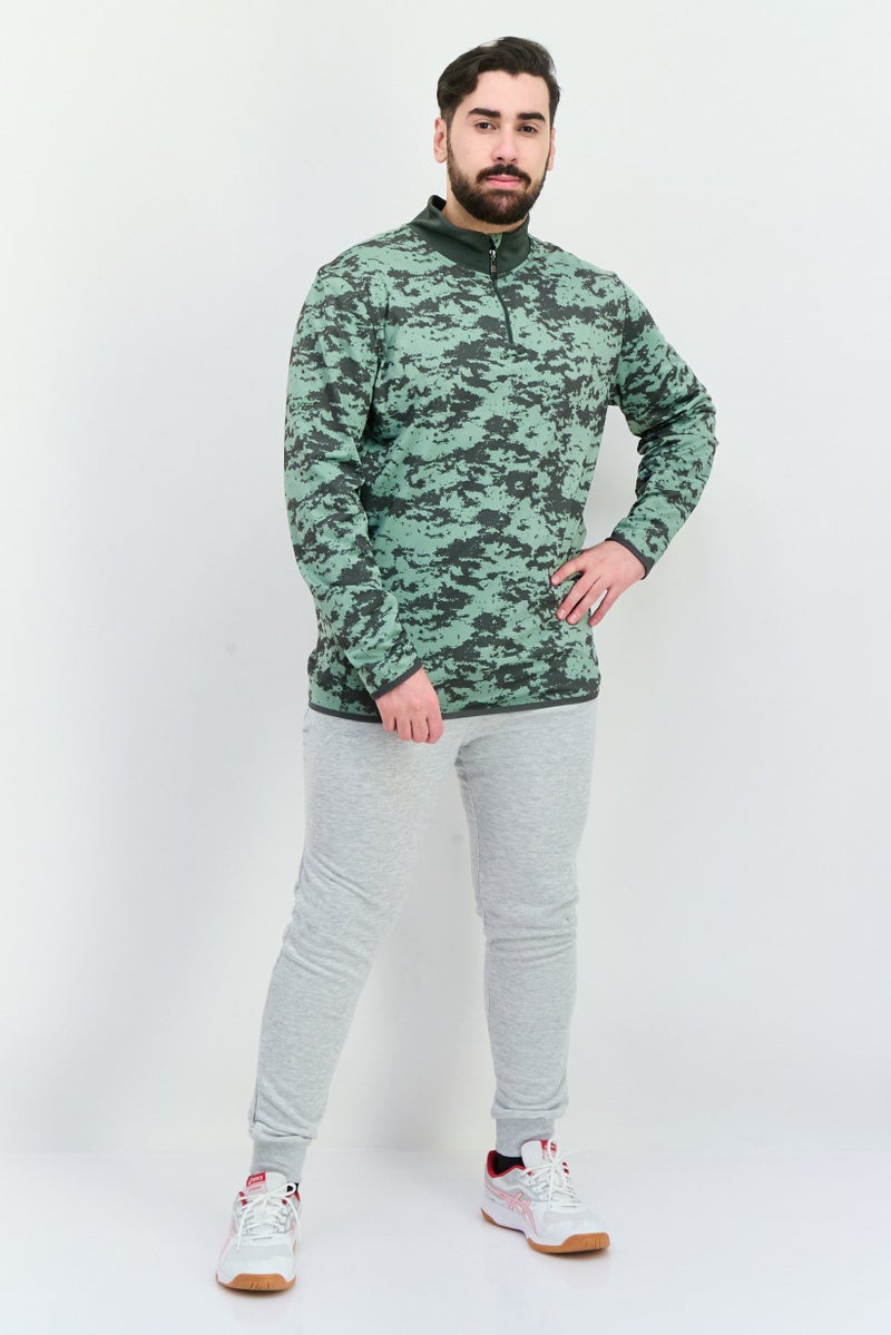 Lyle & Scott Men Mock Neck Long Sleeves Space Dye Sweatshirt, Green - Image 4