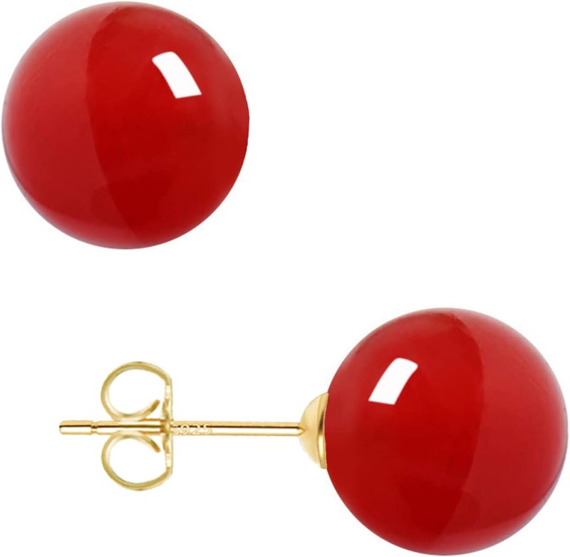 EFTKOY 18K Gold Plated 925 Sterling Silver Shell Pearl Stud Earrings,Hypoallergenic to Sensitive Ears - Image 1
