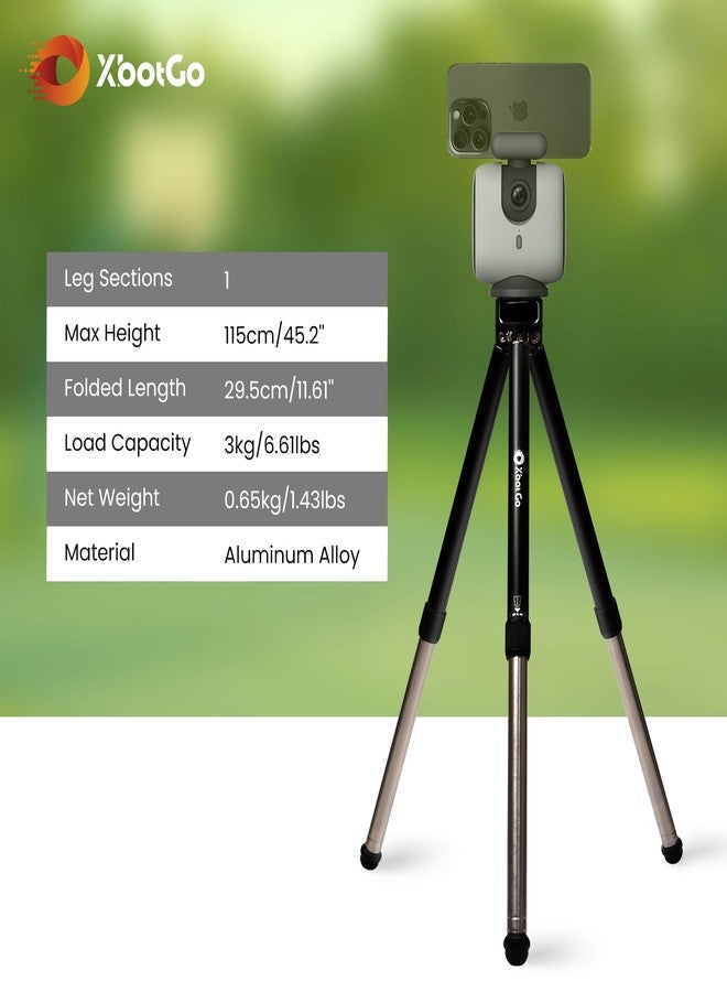 XbotGo Update T1 Tripod, 3.77ft Height, 6.6lb Load Capacity, Lightweight Aluminum, Compatible with XbotGo Chameleon Sports Gimbal, Extra Quick-Release Mount, Easy Setup, Portable - Image 2