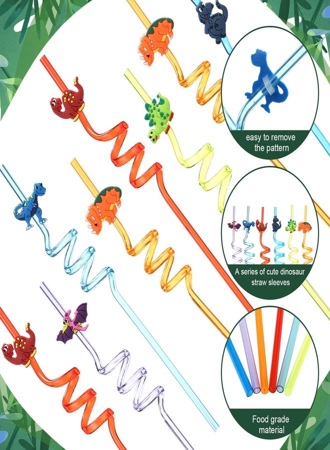 Maxcheck 16 Sets 16 oz Dinosaur Cups Birthday Party Favors with Colorful Lids and Straws for Birthday Decorations Rainbow Plastic Cups Reusable Plastic Straws for Party - Image 4