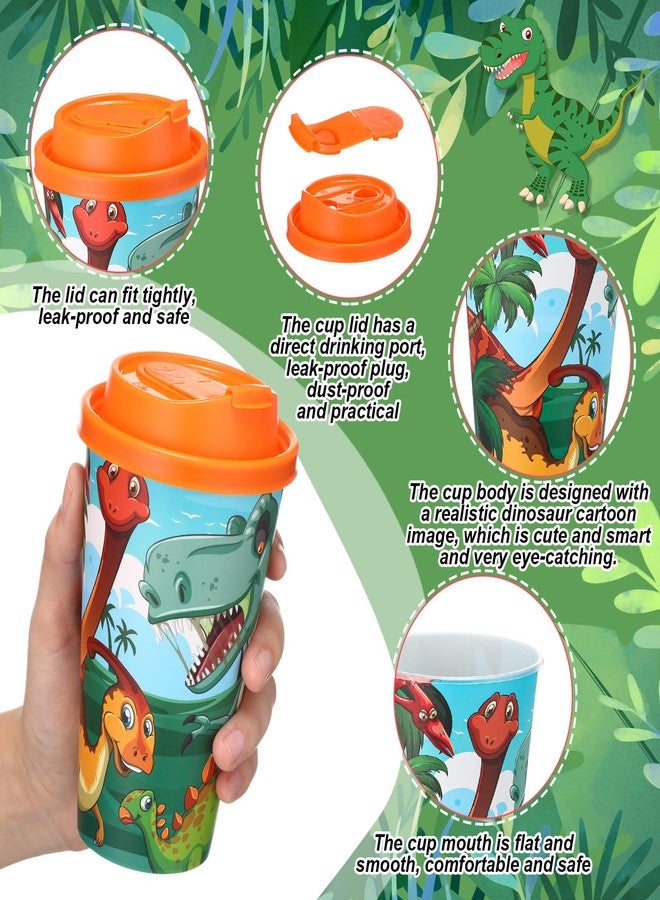 Maxcheck 16 Sets 16 oz Dinosaur Cups Birthday Party Favors with Colorful Lids and Straws for Birthday Decorations Rainbow Plastic Cups Reusable Plastic Straws for Party - Image 3