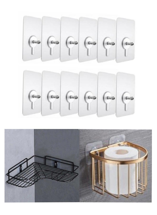 12 Pcs Punch-free Screws Self-adhesive Wall Hooks for Kitchen Bathroom Tools  - Image 1