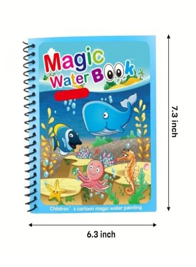 Magic Water Coloring Book Set for Kids -12 Reusable Painting Books with Water Pens - Bulk Pack for Educational Play & Birthday Return Gifts for Preschoolers,return gift for kids age 6-10 (10) - Image 3