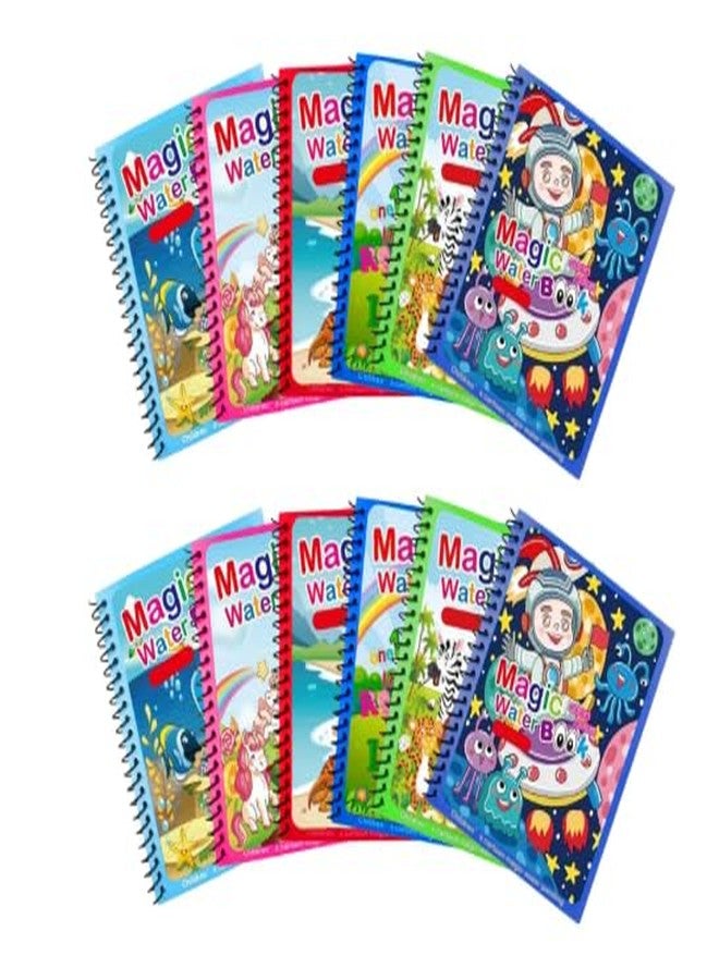 Magic Water Coloring Book Set for Kids -12 Reusable Painting Books with Water Pens - Bulk Pack for Educational Play & Birthday Return Gifts for Preschoolers,return gift for kids age 6-10 (10) - Image 1