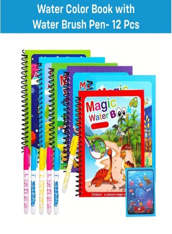 Magic Water Coloring Book Set for Kids -12 Reusable Painting Books with Water Pens - Bulk Pack for Educational Play & Birthday Return Gifts for Preschoolers,return gift for kids age 6-10 (10) - Image 2