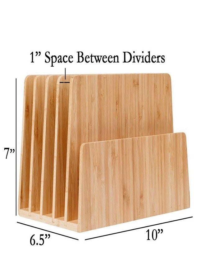 موبايل فيجن منظم ملفات مكتبي من الخيزران من موبايل فيجن مع صينية ورق، 5 فتحات - Image 3