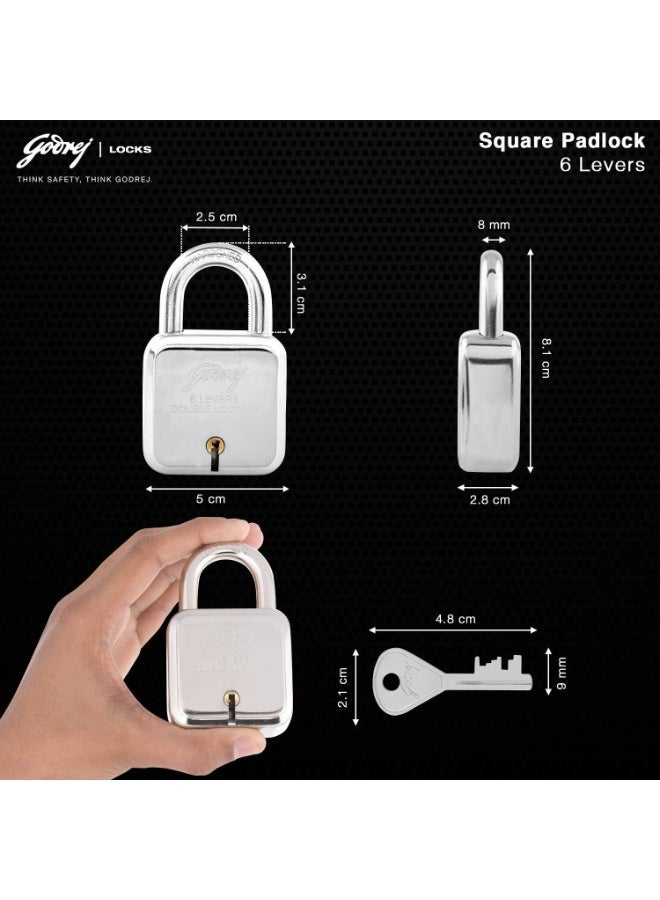 Godrej Locking Solutions and Systems Square 6 levers 50mm ,4 Keys,Padlock for Main Door - Image 3