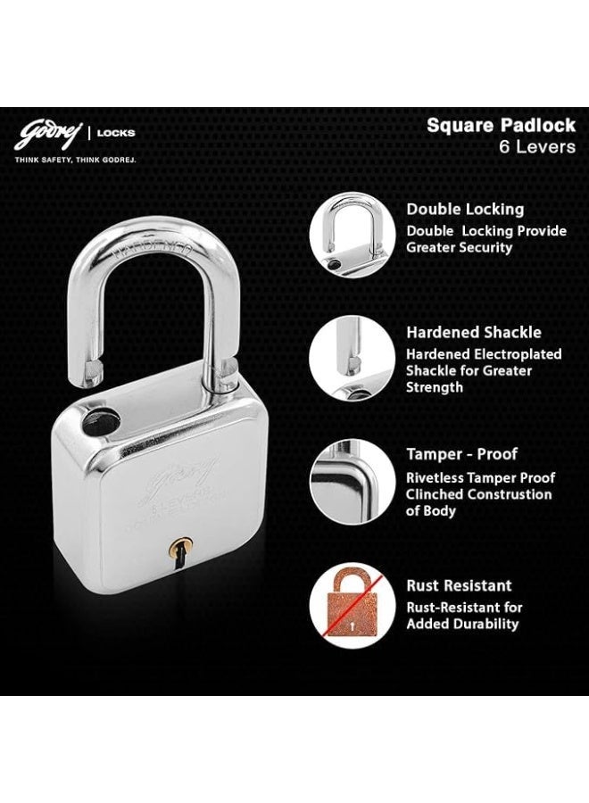 Godrej Locking Solutions and Systems Square 6 levers 50mm ,4 Keys,Padlock for Main Door - Image 5