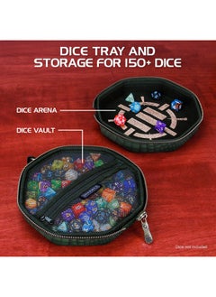 ENHANCE Dnd Dice Tray And Dice Case Collector'S Edition Dnd Dice Holder For Up To 150 D&D Dice With Rugged Exterior And Protective Interior Dice Rolling Tray Perfect For Game Night (Dragon Green)  - Image 3