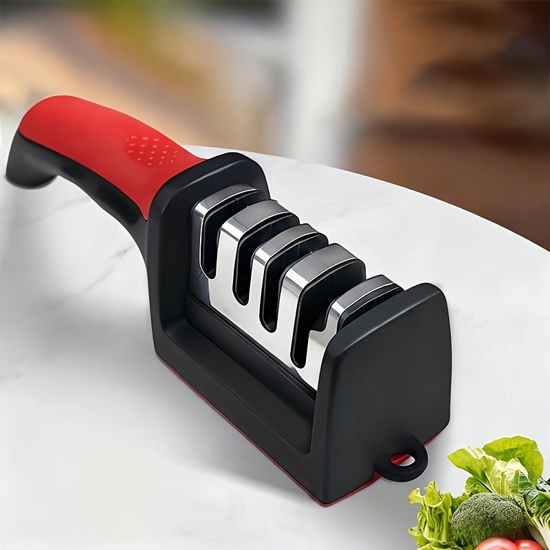 LDQ 4-Stage Professional Knife Sharpener - High-Precision Whetstone, Tungsten Diamond, And Ceramic Sharpening Stone with Non-Slip Grip - Easy to Use, Fast Sharpening, And Long-Lasting Performance, Suitable for Father's Day - Image 3