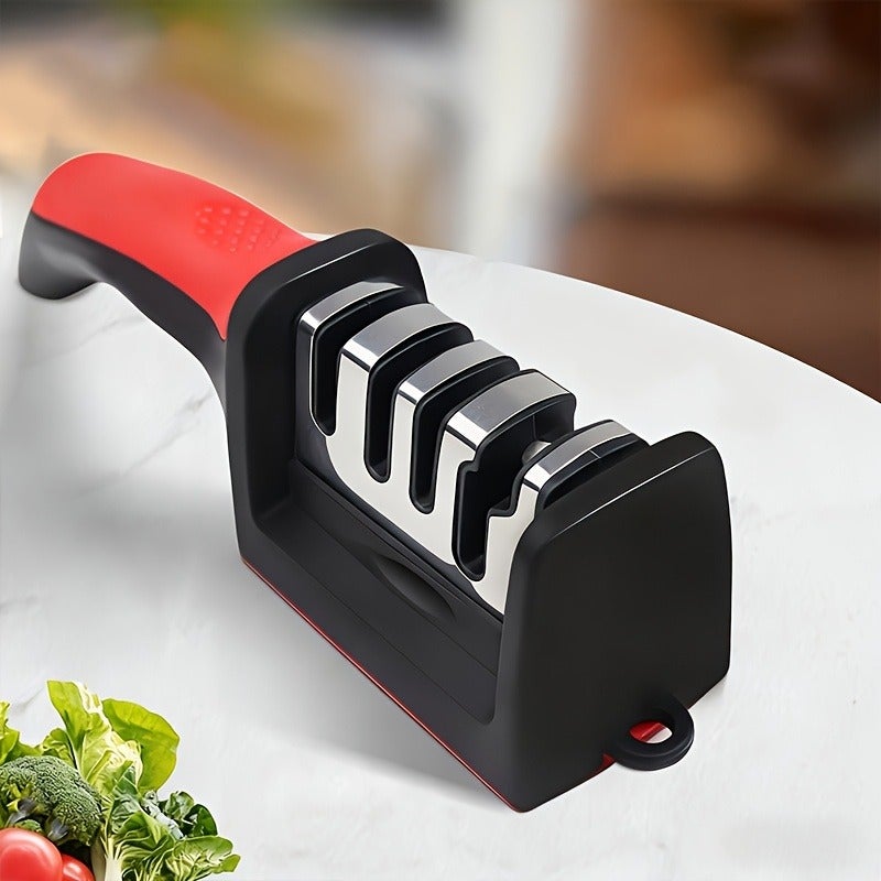 LDQ 4-Stage Professional Knife Sharpener - High-Precision Whetstone, Tungsten Diamond, And Ceramic Sharpening Stone with Non-Slip Grip - Easy to Use, Fast Sharpening, And Long-Lasting Performance, Suitable for Father's Day - Image 2