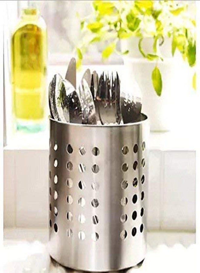 Logro Stainless Steel Spoon, Brush Stand, Cutlery Pen Holder (Design May Vary) - Image 1
