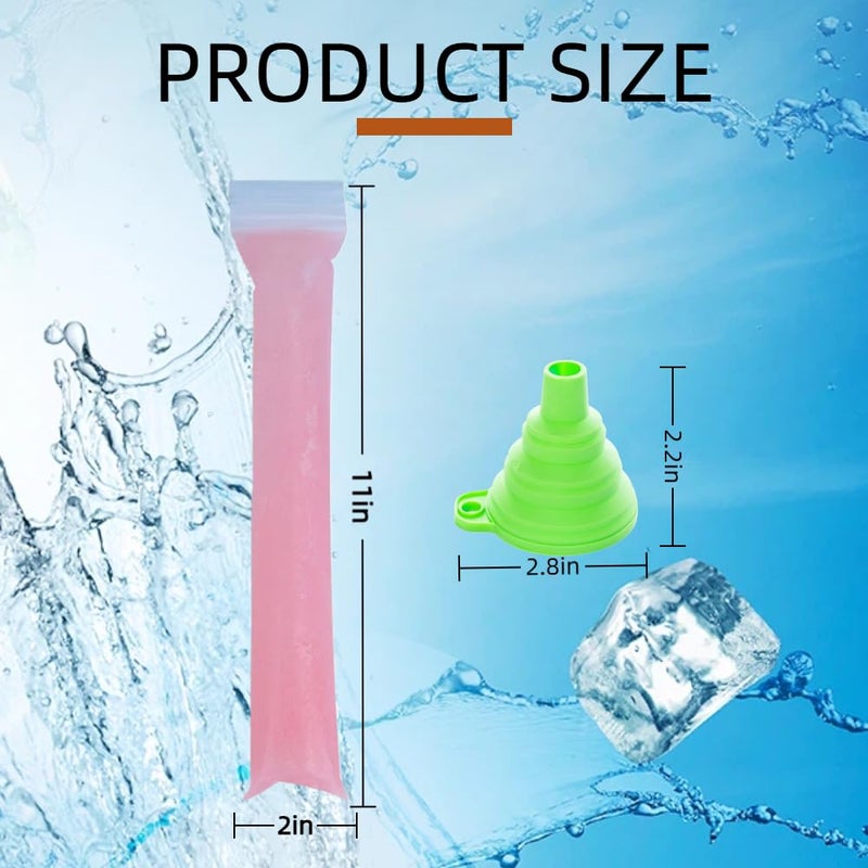 Laoha 200 packs of disposable ice pops molds with funnels, for making homemade yogurt, juice and smoothie popsicles - Image 2
