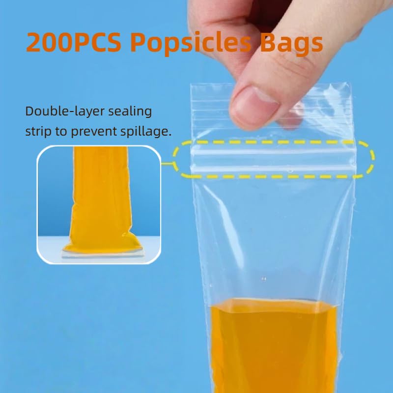 Laoha 200 packs of disposable ice pops molds with funnels, for making homemade yogurt, juice and smoothie popsicles - Image 5