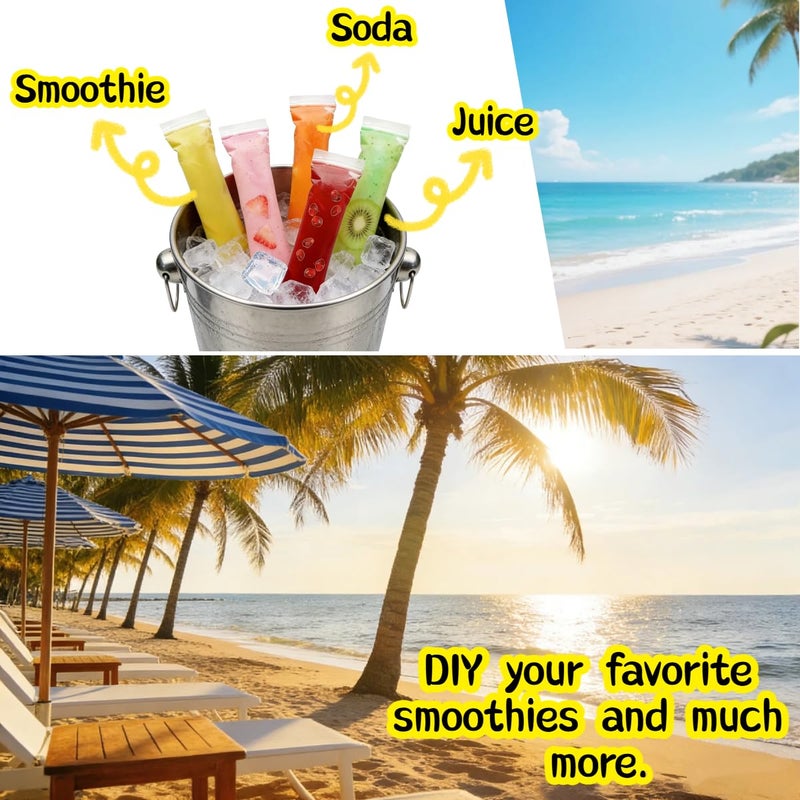 Laoha 200 packs of disposable ice pops molds with funnels, for making homemade yogurt, juice and smoothie popsicles - Image 4