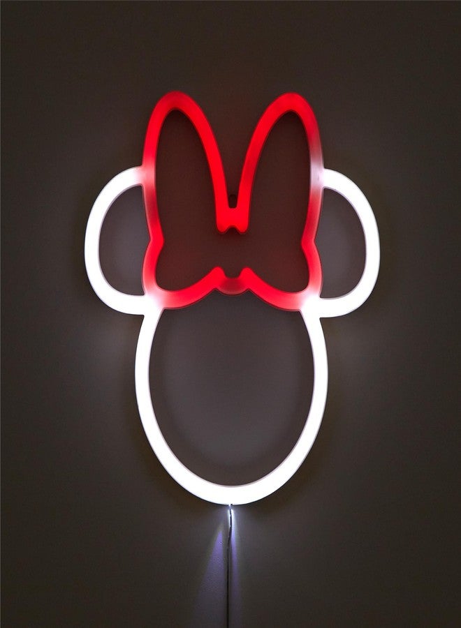 Idea Nuova Disney Minnie Mouse Neon Figural LED Hanging Wall Art, Kids Bedroom & Playroom Wall Décor, 6.8” x 11” - Image 1