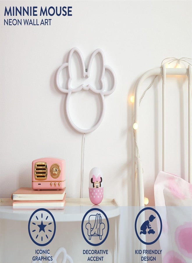 Idea Nuova Disney Minnie Mouse Neon Figural LED Hanging Wall Art, Kids Bedroom & Playroom Wall Décor, 6.8” x 11” - Image 2