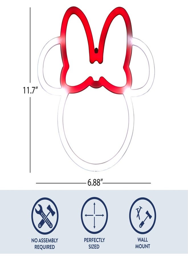 Idea Nuova Disney Minnie Mouse Neon Figural LED Hanging Wall Art, Kids Bedroom & Playroom Wall Décor, 6.8” x 11” - Image 3