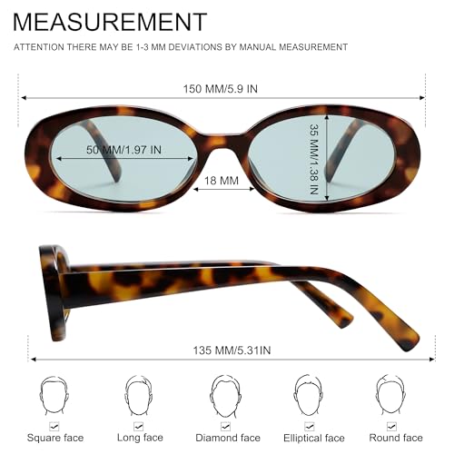 VANLINKER Retro Vintage Oval Sunglasses for Women 90s Polarized Trendy Sun Glasses,Tortoise Shell Frame Teal Green Lens - Image 5