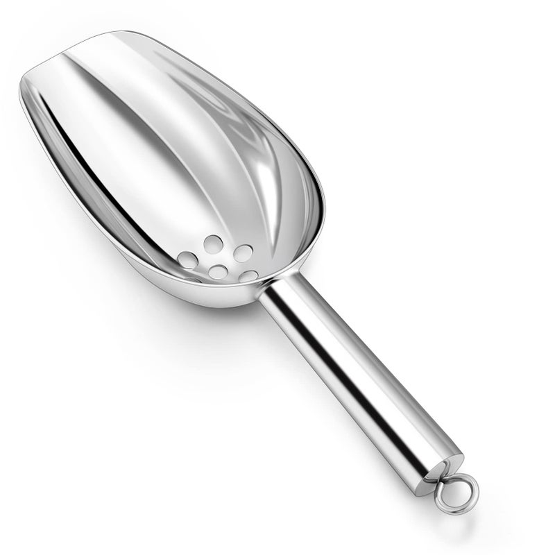TeamFar TeamFar 5 oz Ice Scoop with Holes Stainless Steel Food Scoop Shovel with Drain Holes for Kitchen Bar Party Wedding Healthy  Heavy Duty Sturdy Handle  Mirror Finish Dishwasher Safe
