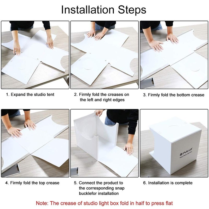 PULUZ Mini Photo Studio Light Box, Portable Folding Photo Shooting Tent with 2 LED Panels and 6 Colors Backdrops,Light Box Photography for Small Size Products - Image 5