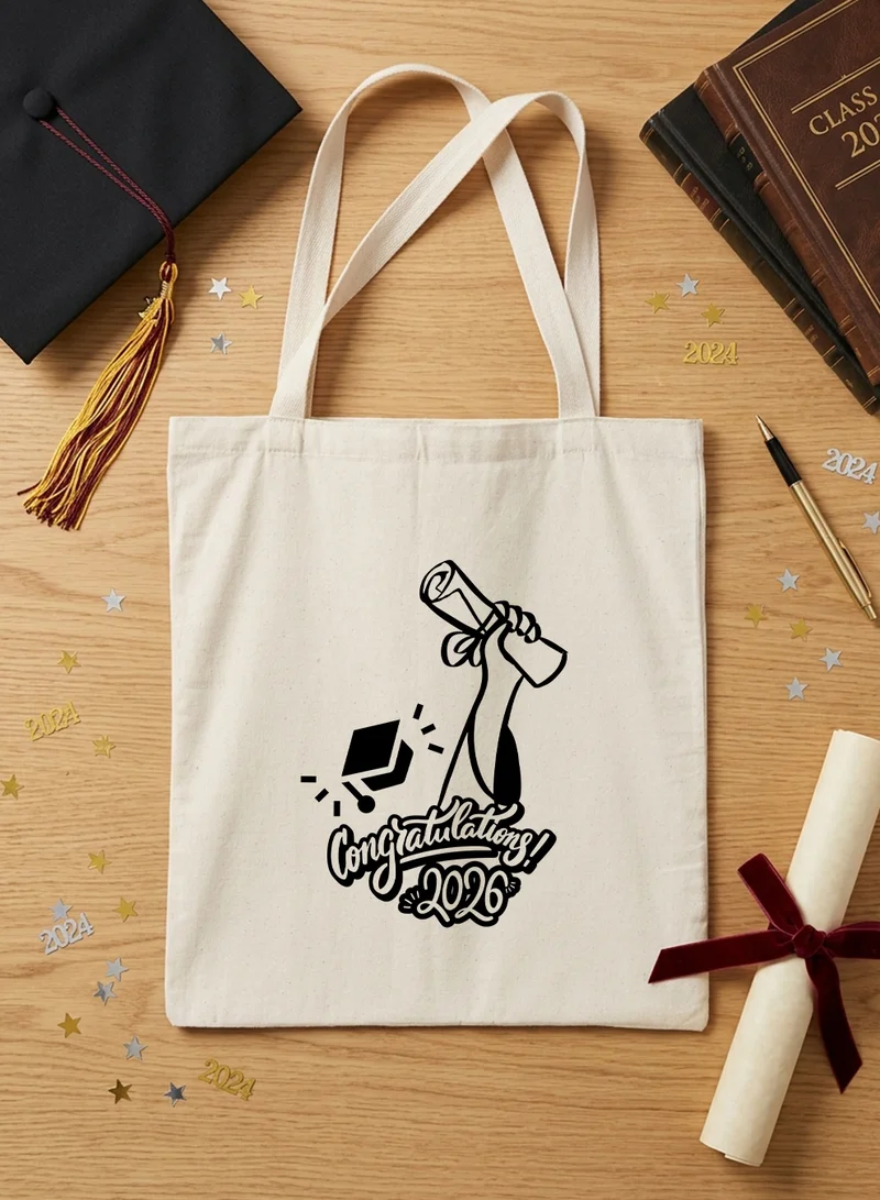 LOWHA Polyester Shoulder Tote Bag for 2026 Graduation Celebration