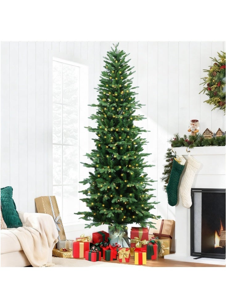 جيجيرو شجرة عيد الميلاد المضاءة مسبقًا على شكل قلم رصاص بطول 6.9 قدم، شجرة صناعية رفيعة بمفصلات مع أطراف فرع من البولي فينيل كلوريد 1025، 350 مصباح ليد، شجرة عيد الميلاد الصناعية على شكل قلم رصاص، سهلة التركيب - Image 1