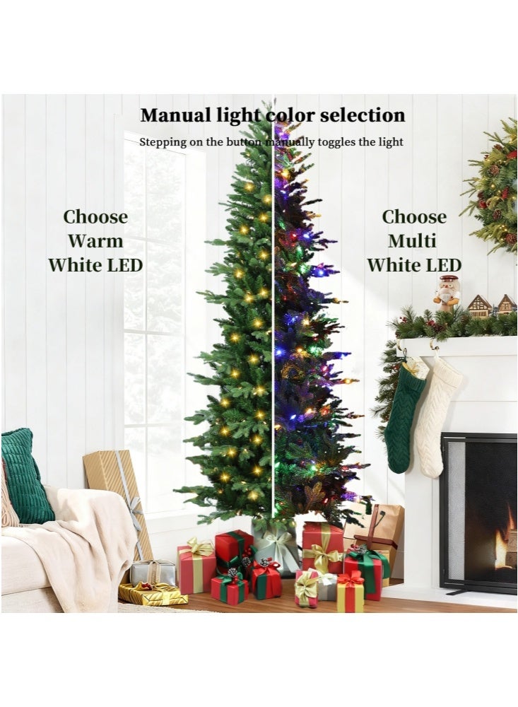 جيجيرو شجرة عيد الميلاد المضاءة مسبقًا على شكل قلم رصاص بطول 6.9 قدم، شجرة صناعية رفيعة بمفصلات مع أطراف فرع من البولي فينيل كلوريد 1025، 350 مصباح ليد، شجرة عيد الميلاد الصناعية على شكل قلم رصاص، سهلة التركيب - Image 3