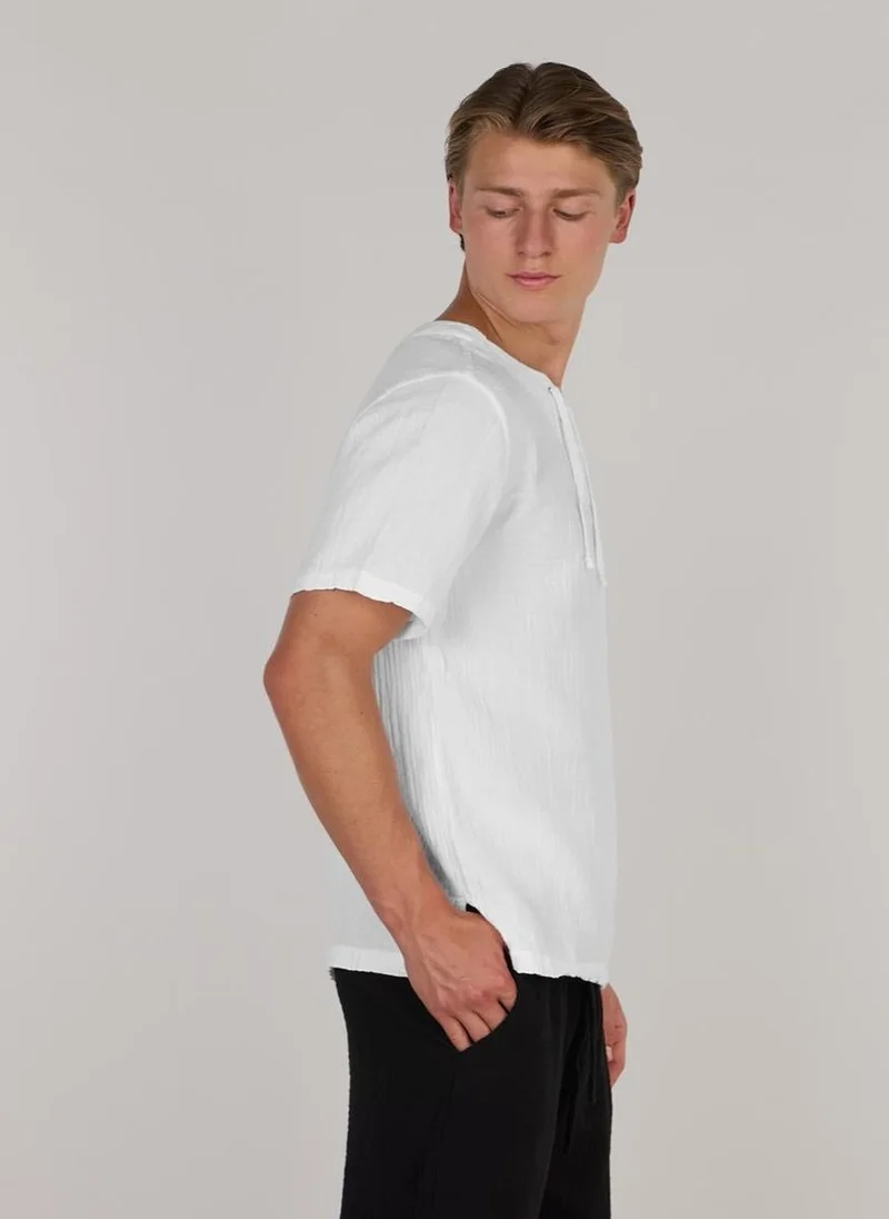 Just Nature White String Crew Neck T-Shirt for Men | Best Price UAE