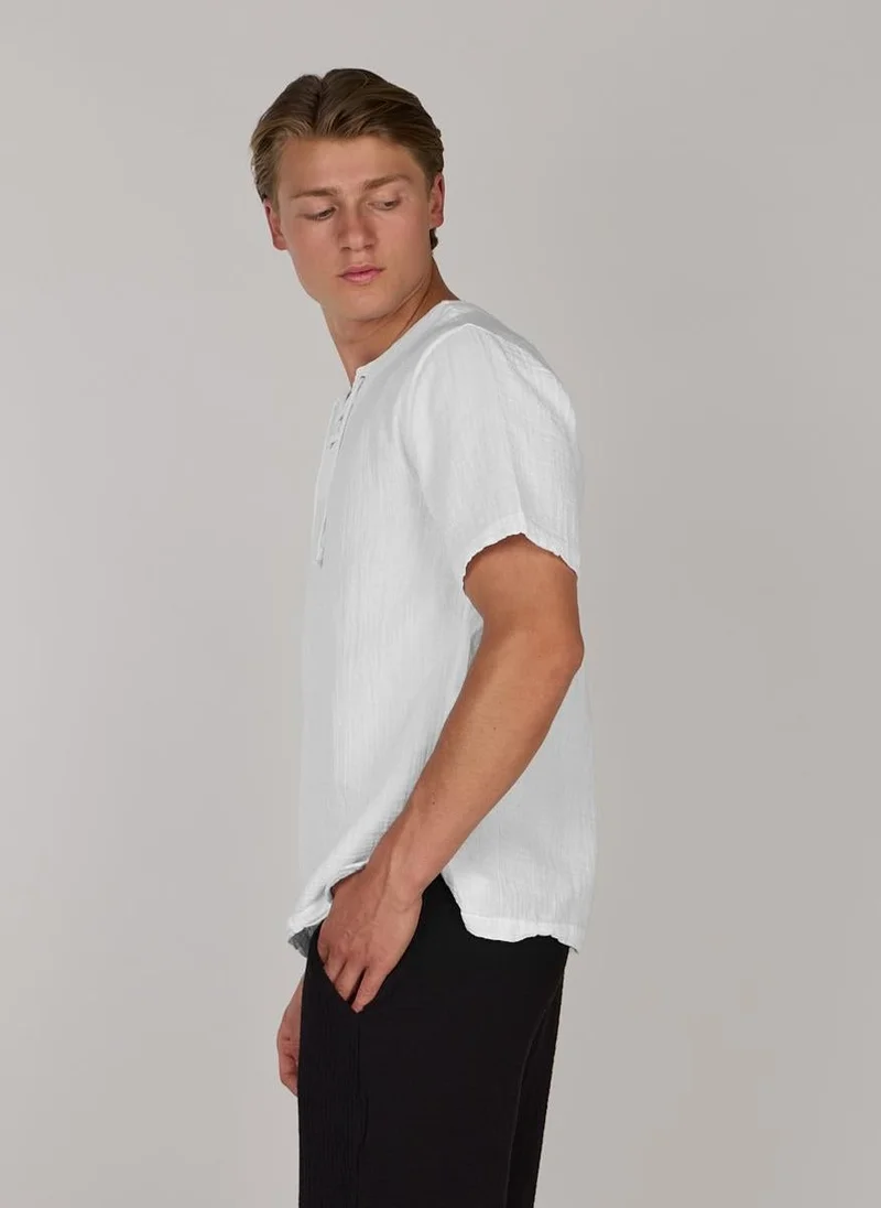 Just Nature White String Crew Neck T-Shirt for Men | Best Price UAE